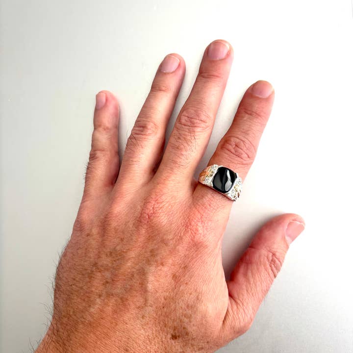 925 Sterling Silver & 10k Gold Laminated Ring Cross side for wholesale by QURI