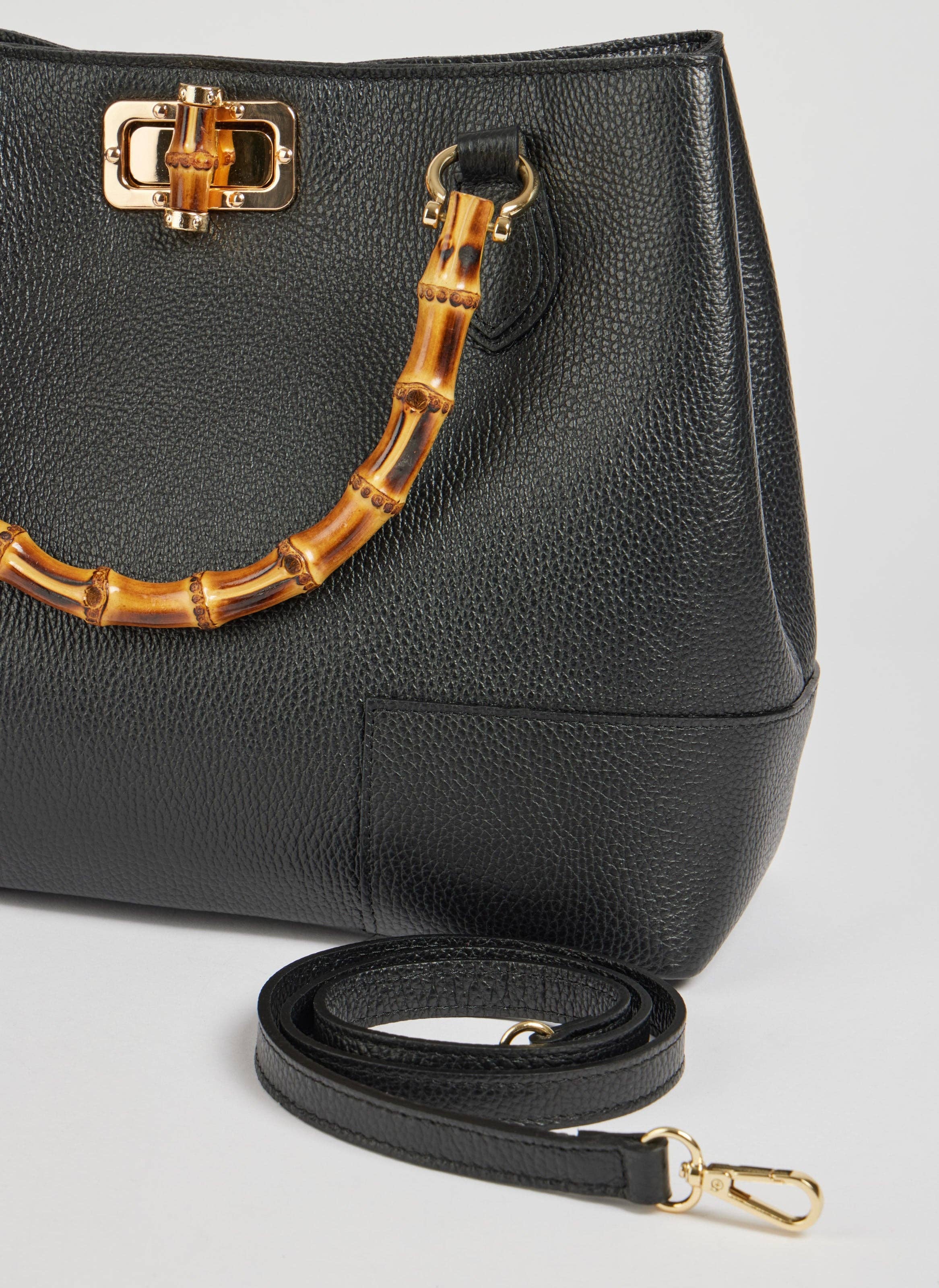 Prestige Milano - Wholesale Tote Bag - Women's - Bamboo Babe Bag in Black Dollar Leather4