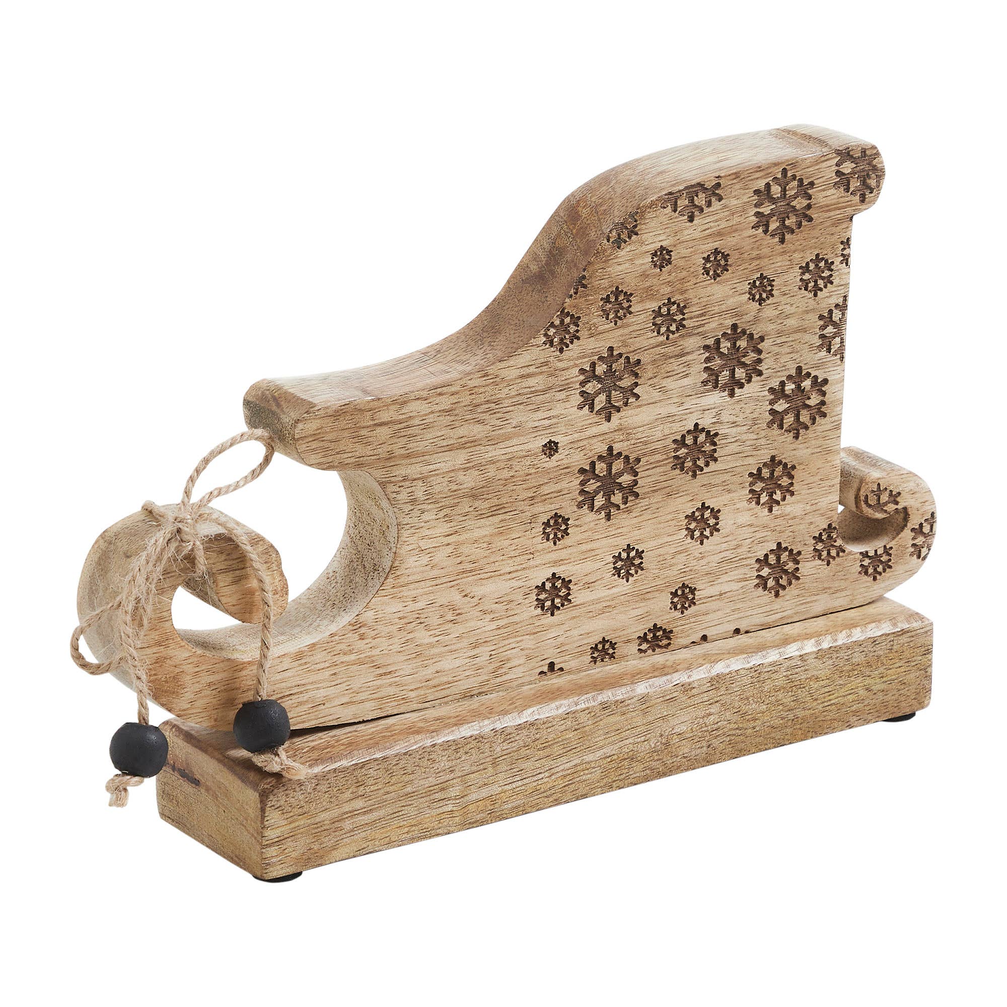 VHC Brands - Wholesale Decorative Tabletop Object - Natural Wooden Snowflake Sleigh 6x9.5x22
