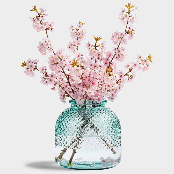 Couronne Co. - Wholesale Vase - Diamond Glass Hurricane, 9 ½”