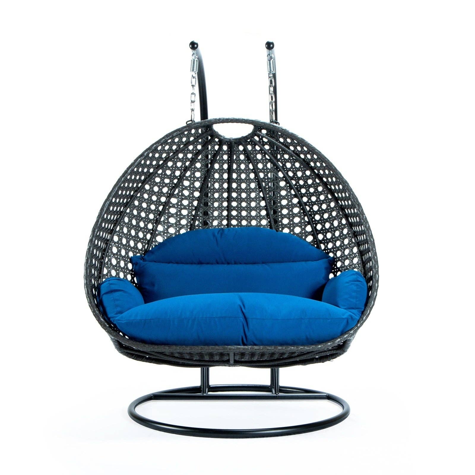 LeisureMod - Wholesale Egg Chair - Modern Charcoal Wicker Hanging Double Seater Egg Swing Chair44