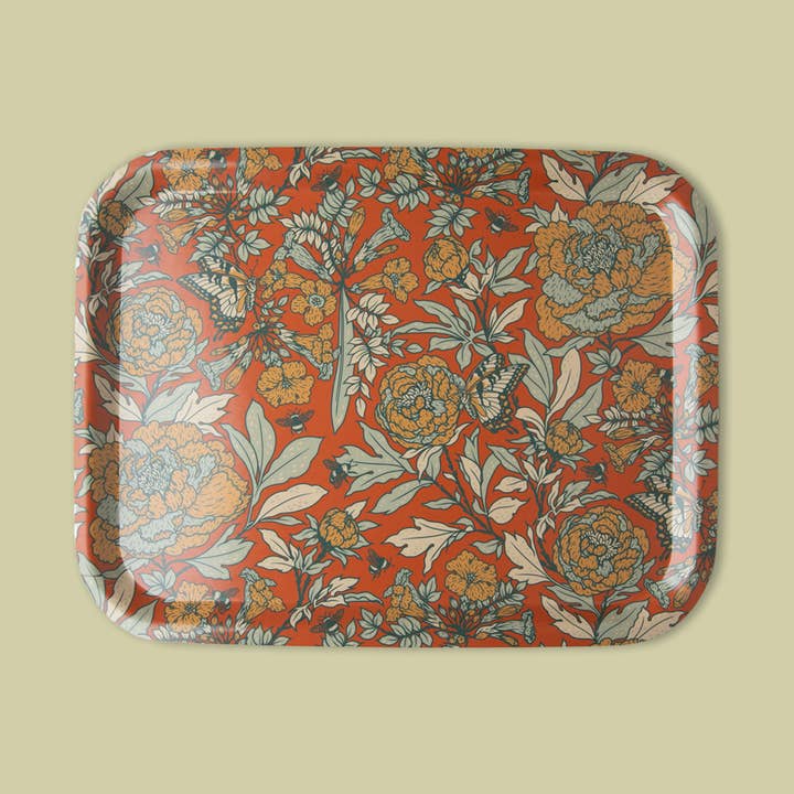 Birch Laminate Tray 11x14": Peonies for wholesale by Mustard Beetle