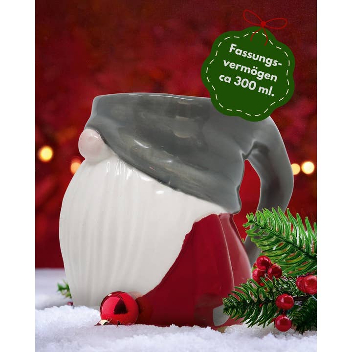 Close Up GmbH - Wholesale Coffee Mug - Gnome Mug 3D Red Gray White1