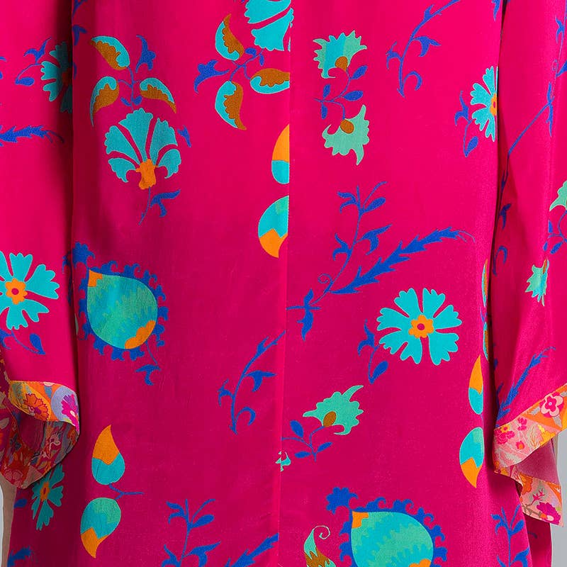 Benares - Vendita all'ingrosso Kimono - Donna - Kimono lungo con tomaia floreale fucsia4