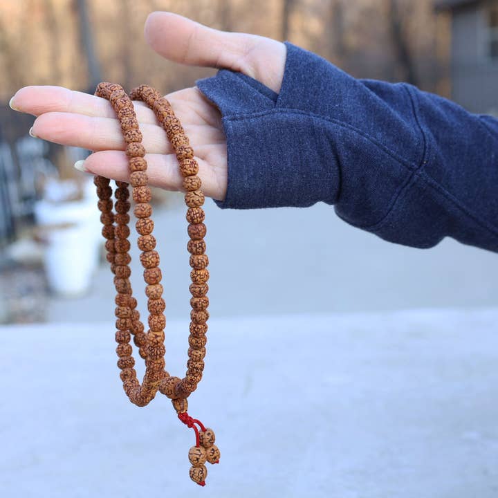 Lungta Imports – wholesale Bönehalsband – Hinduiska naturliga Rudraksha Mala radband 108 pärlor