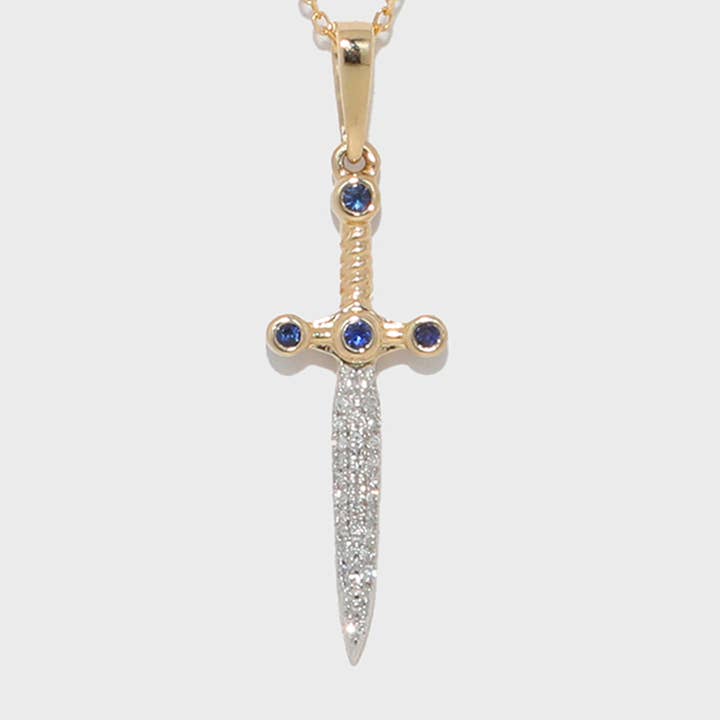 0011 Gioielli di lusso Collana con pendente a pugnale in diamante 14K e pietra appuntita per la vendita all'ingrosso da parte di Dalbit New York Jewelry