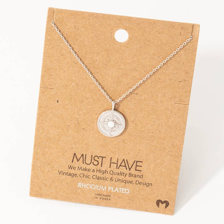 Compass Coin Pendant Necklace for wholesale by Fame Accessories