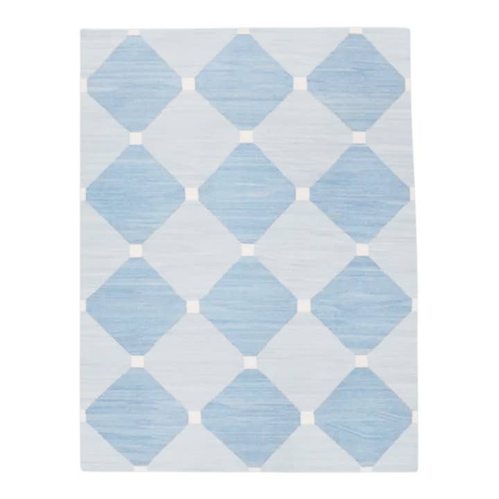 Maia Homes - Wholesale Area Rug - Diamond Blue Classic Dhurrie Cotton Rug