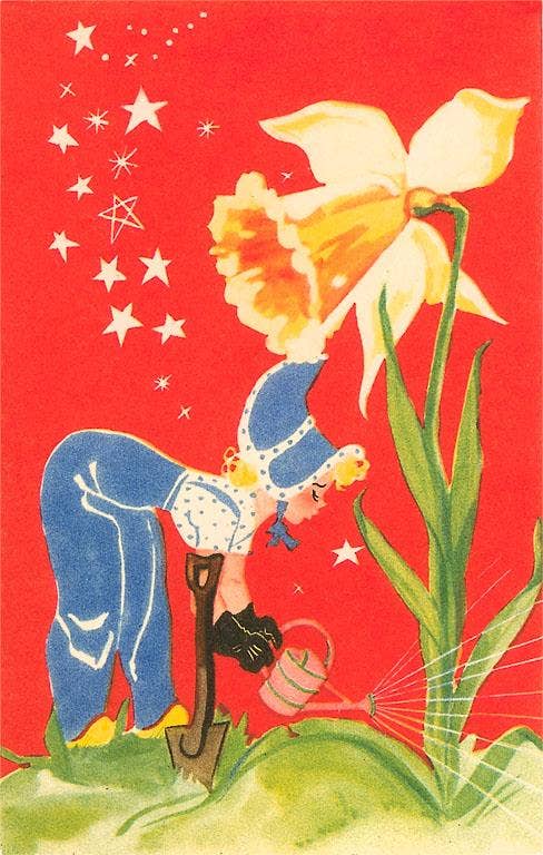 Found Image Press - Wholesale Magnet - Magnet GD-100 Dutch Girl Watering Daffodil0