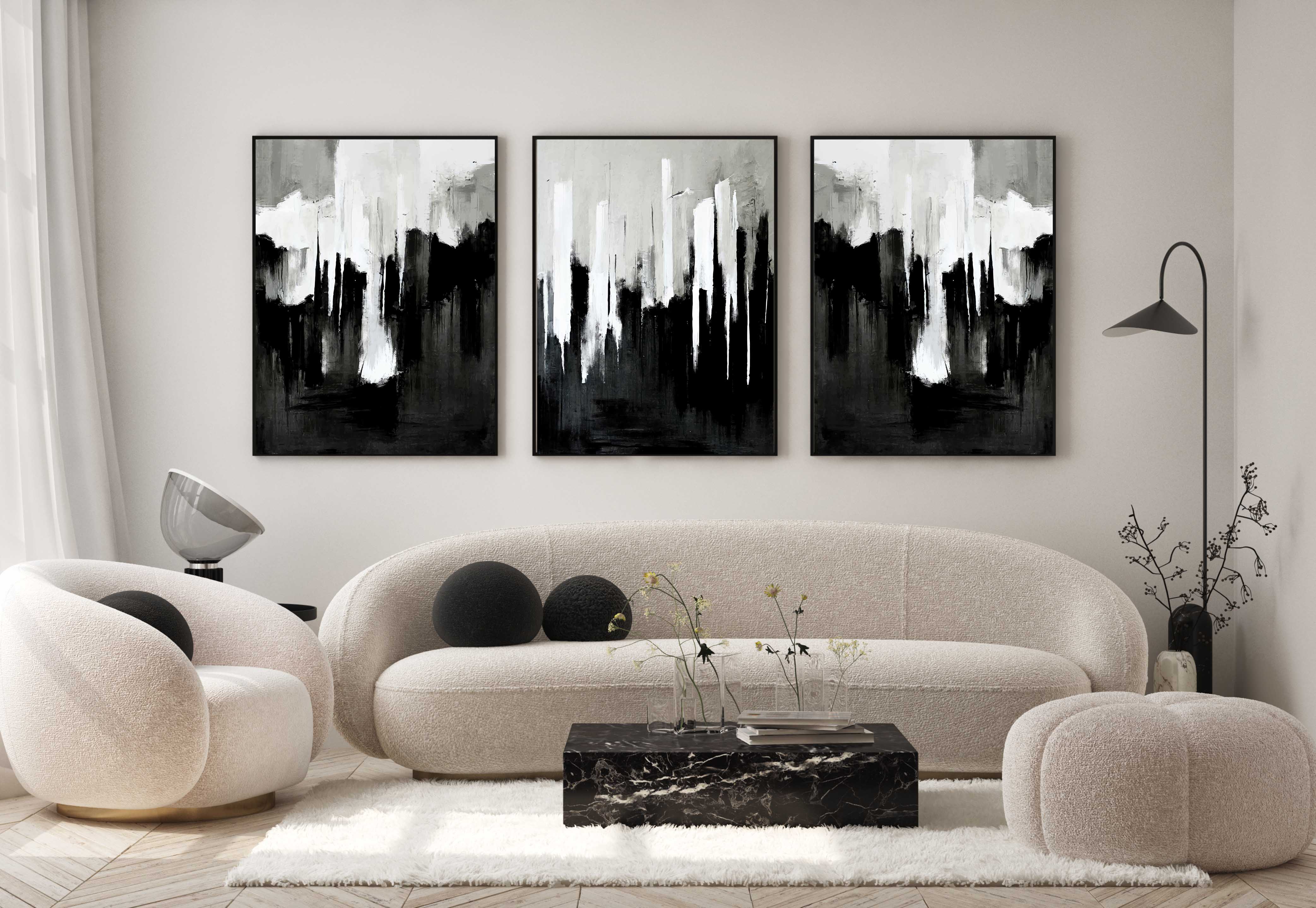 D'LUXE PRINTS - Wholesale Gallery Wall Set - Troy Abstract Set of 3 Prints2