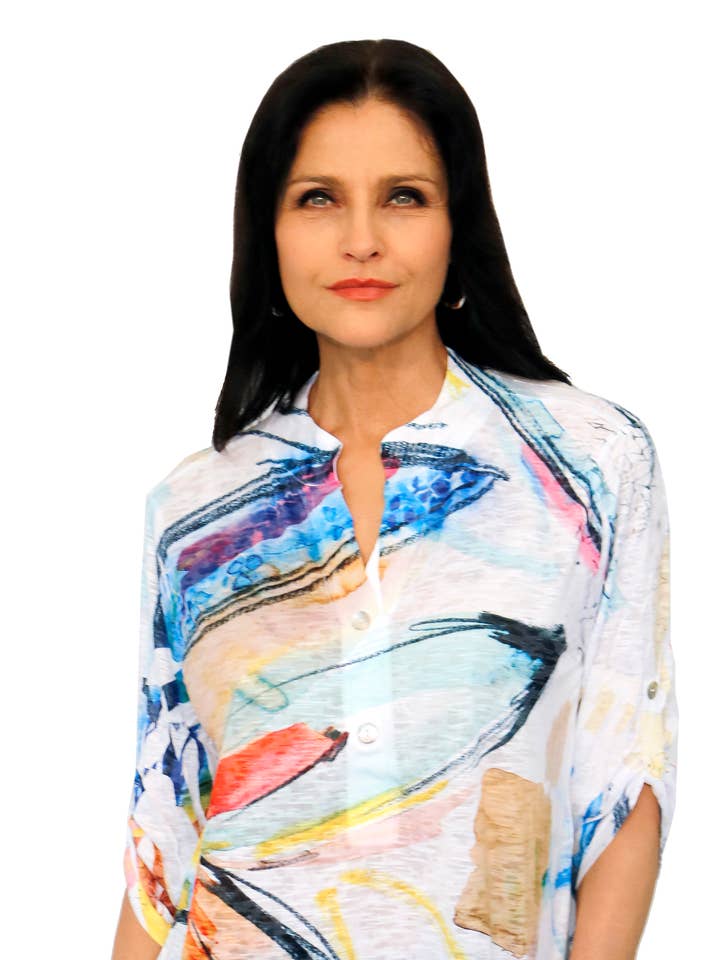 292P829 Mandarin kraag met oprolbare mouwen en tab voor wholesale door Impulse California