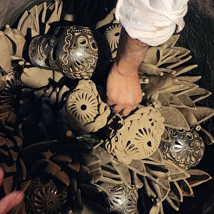 Between Heaven & Earth Mfg. - Wholesale Incense Holder - Oaxacan Barro Negro Pottery Leaf Incense Burner5