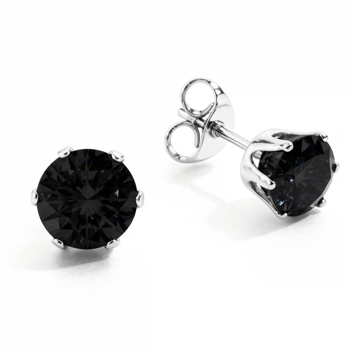 WJW – Brincos de pino por atacado – Brincos Redondos CZ Preto1