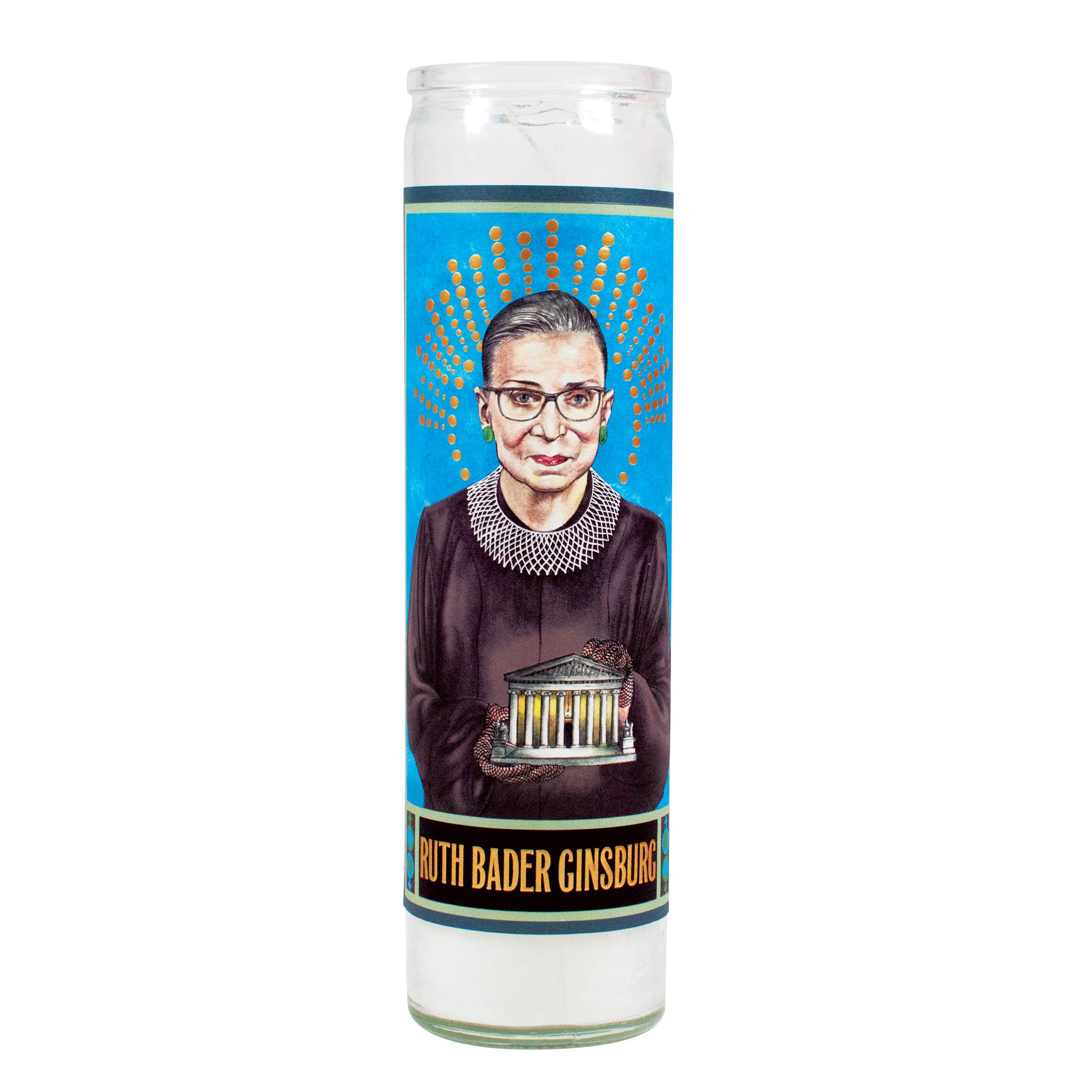 Unemployed Philosophers Guild - Wholesale Jar/Filled Candle - Ruth Bader Ginsburg Secular Saint Candle1
