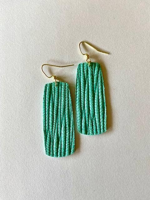 Seafoam Textured Bar Earrings for wholesale by K Leather Designs