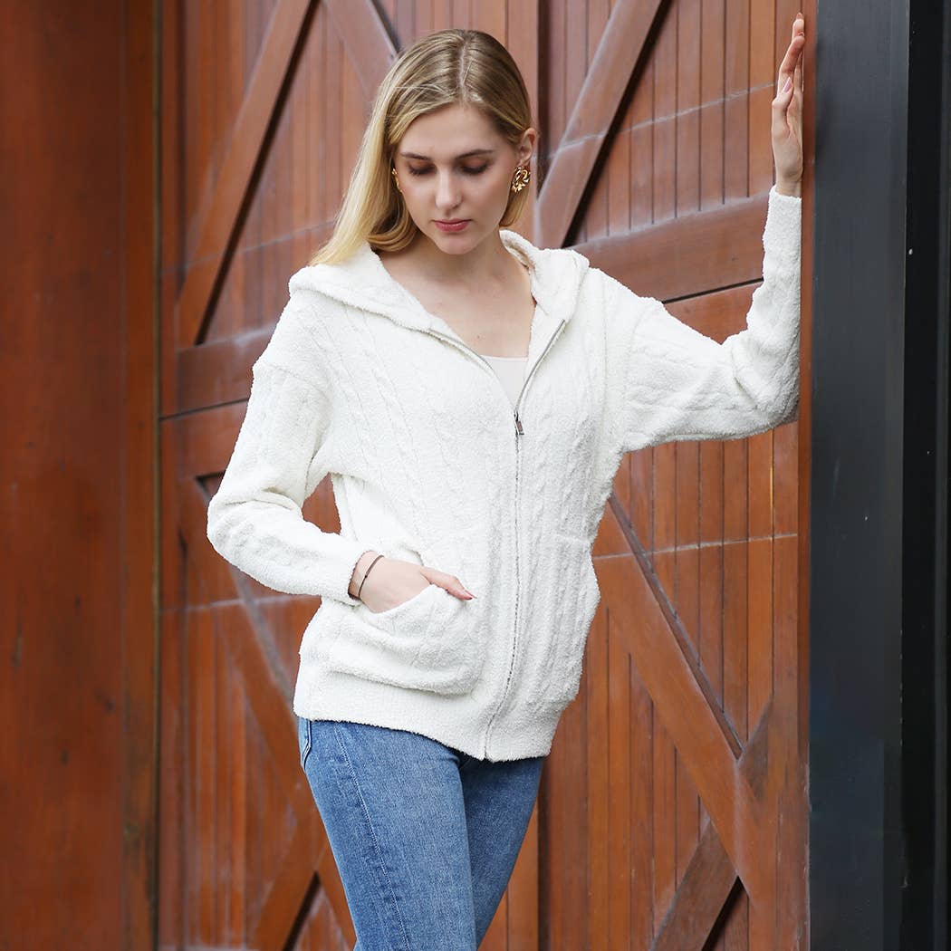 Fashion City - Vendita all'ingrosso Felpa con cappuccio - Donna - Felpa calda con cerniera monocolore tinta unita16