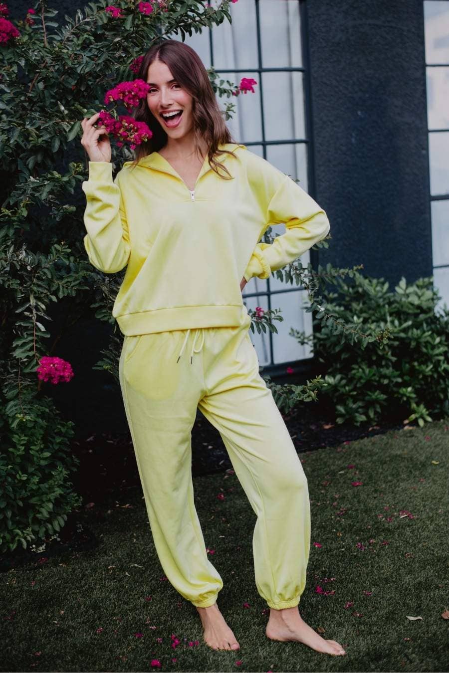 Yellow Scuba Pants Set for Women for wholesale on Faire4