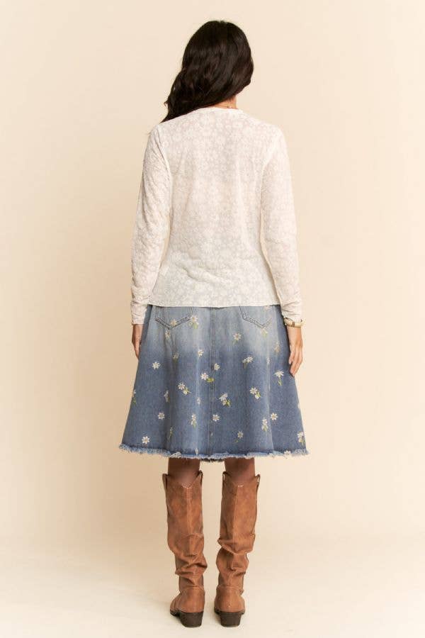 Davi & Dani - Wholesale Knit Top - Women's - LONG SLEEVE FLORAL MESH TOP6