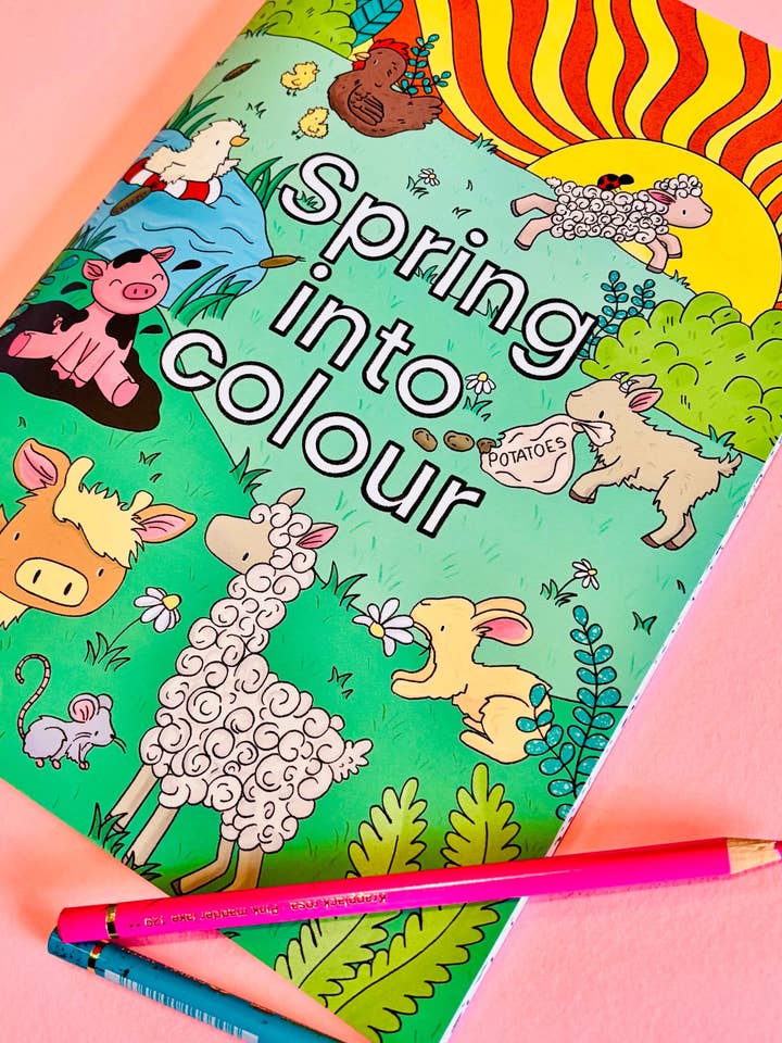Spring into colour A4 colouring book for wholesale by Pixiecraft