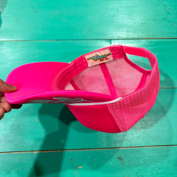 Vibes Hat Company – boné - Mulher por atacado – Vibes Neon Pink Captain Foam Trucker | Bar de Chapéus | Bonés Lisos2