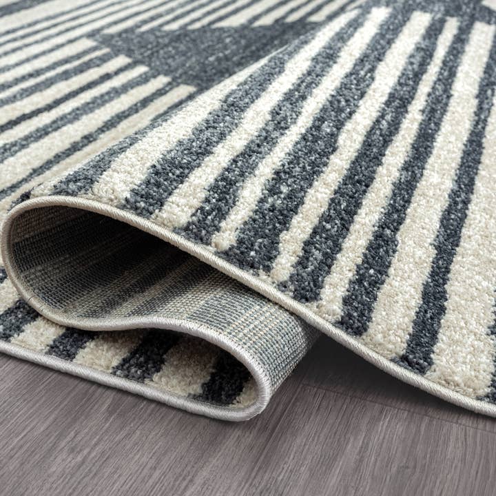 Abani Rugs - Venta al por mayor Alfombra pequeña - Alfombra Tulum Transitional a rayas en crema y gris3