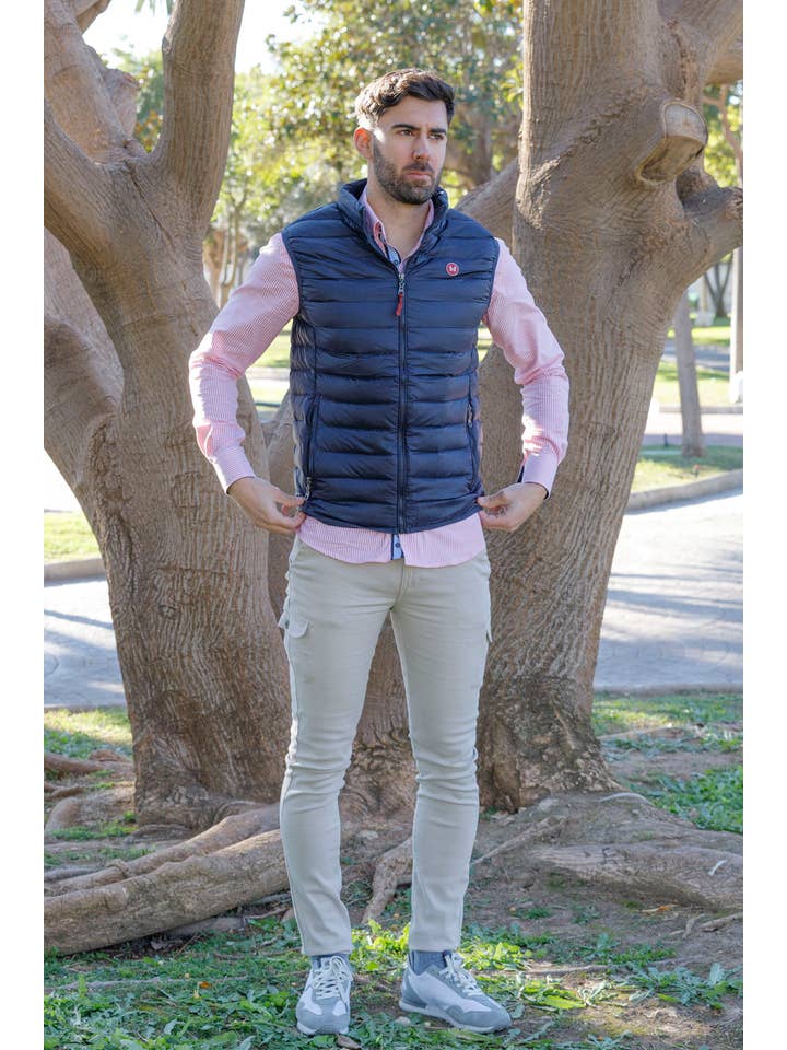 Custi Mikelo: Men's Clothing & Christmas Gifts - Wholesale Vest - Heren - Slim Fit Gewatteerd Vest Donkerblauw2