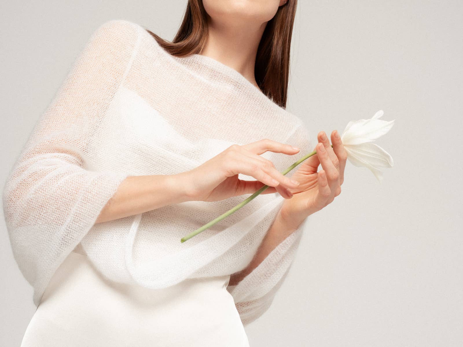 WOOL HOUSE - Wholesale Wrap - Women's - Mohair Wrap Modern Wedding Shrug / EMMA13