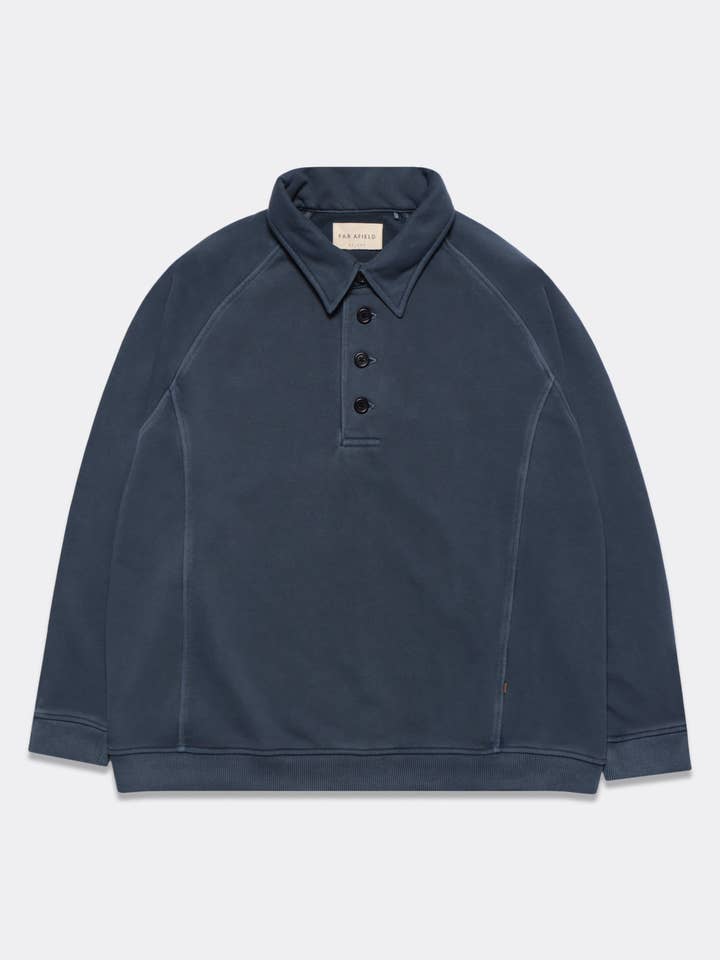 Sudadera Bernado Rugby - Tinte pigmentado azul para venta al por mayor de Far Afield