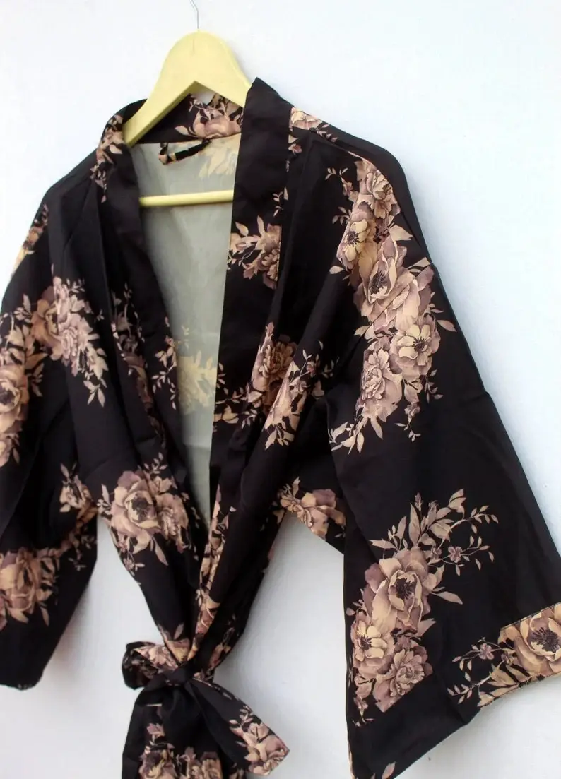 GYPSY STUDIO - Venta al por mayor Kimono - Mujer - Kimono de sari indio de crepé boho folk estilo diosa hippy para calle9