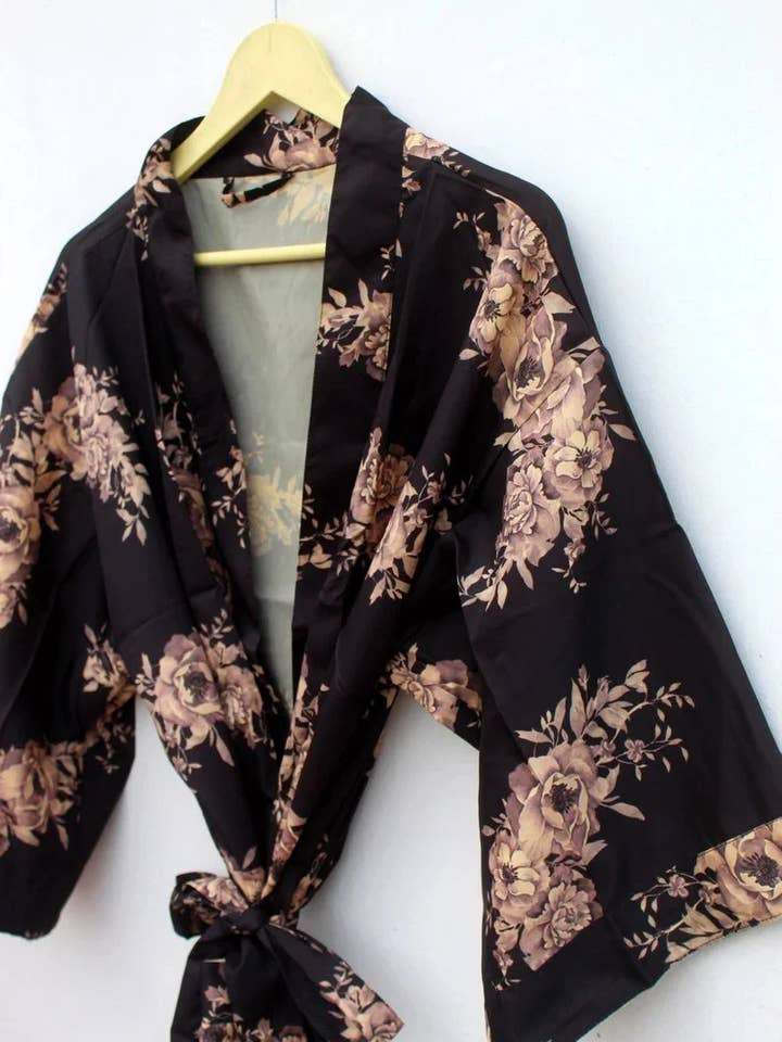 GYPSY STUDIO - Venta al por mayor Kimono - Mujer - Kimono de sari indio de crepé boho folk estilo diosa hippy para calle9