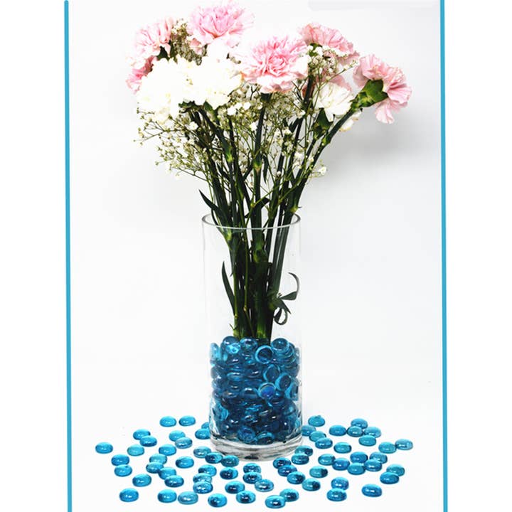 Tsyware - Wholesale Spiritual Stone/Crystal - 1Lb (1 Bag) Flat Glass Marble Ocean Blue Color Glass Pebble