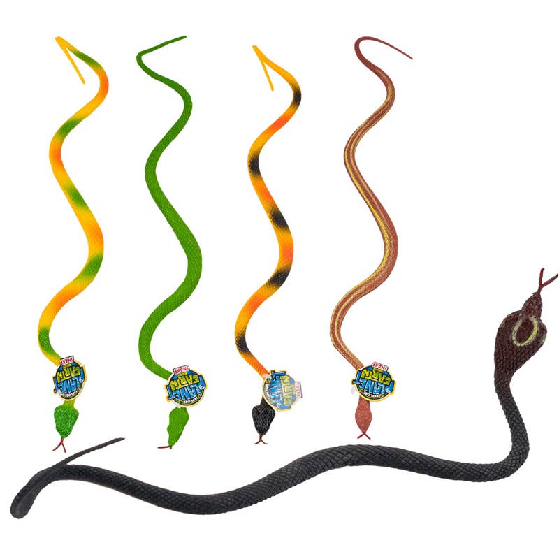 Deluxe Import Trading - Wholesale Toy Set - Kids - Rubber Play Snake- 10''- Assorted Colors0