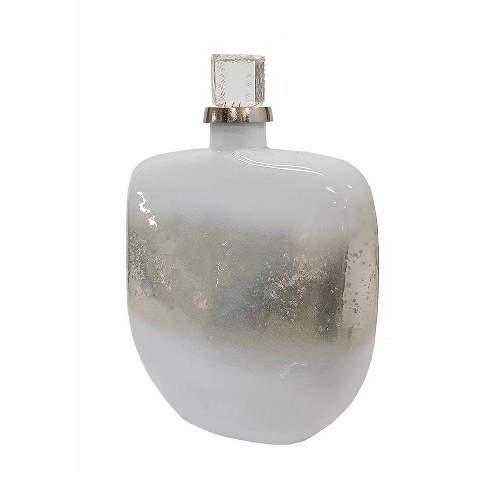 A&B Home Group Inc. - Wholesale Decorative Tabletop Object - 11.5x5.5x15.5" Silver Glass Lidded Bottle w/ Clear Stopper2