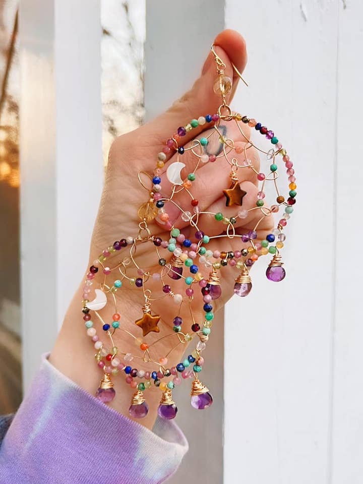 GOLD FILLED DREAMCATCHER HOOP EARRINGS for wholesale by Wingostarrjewelry