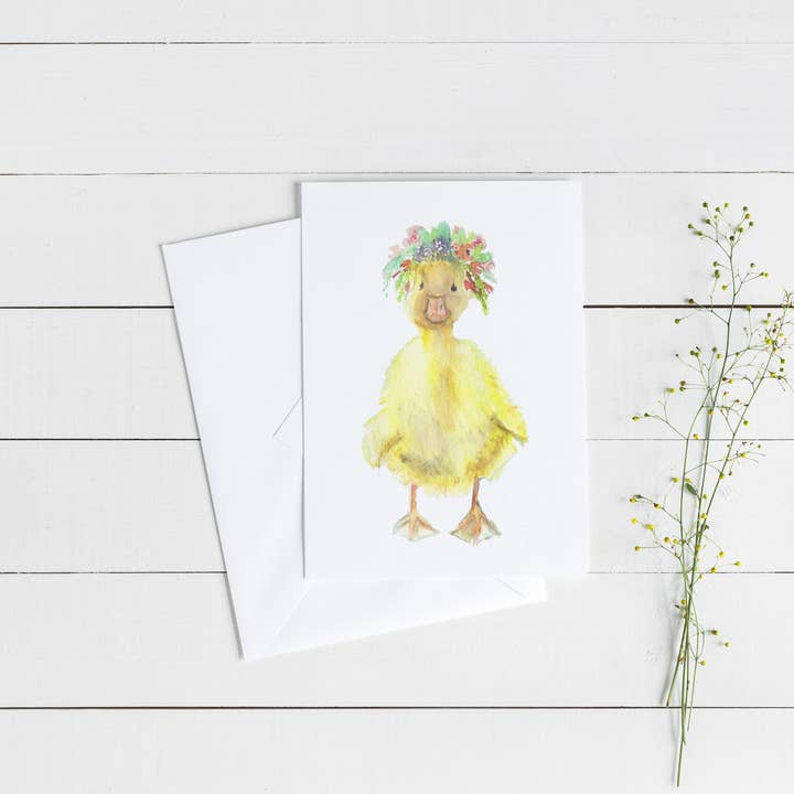 Flower Crown Duck! 5x7 Blank Greeting Card for wholesale by ALR Designs