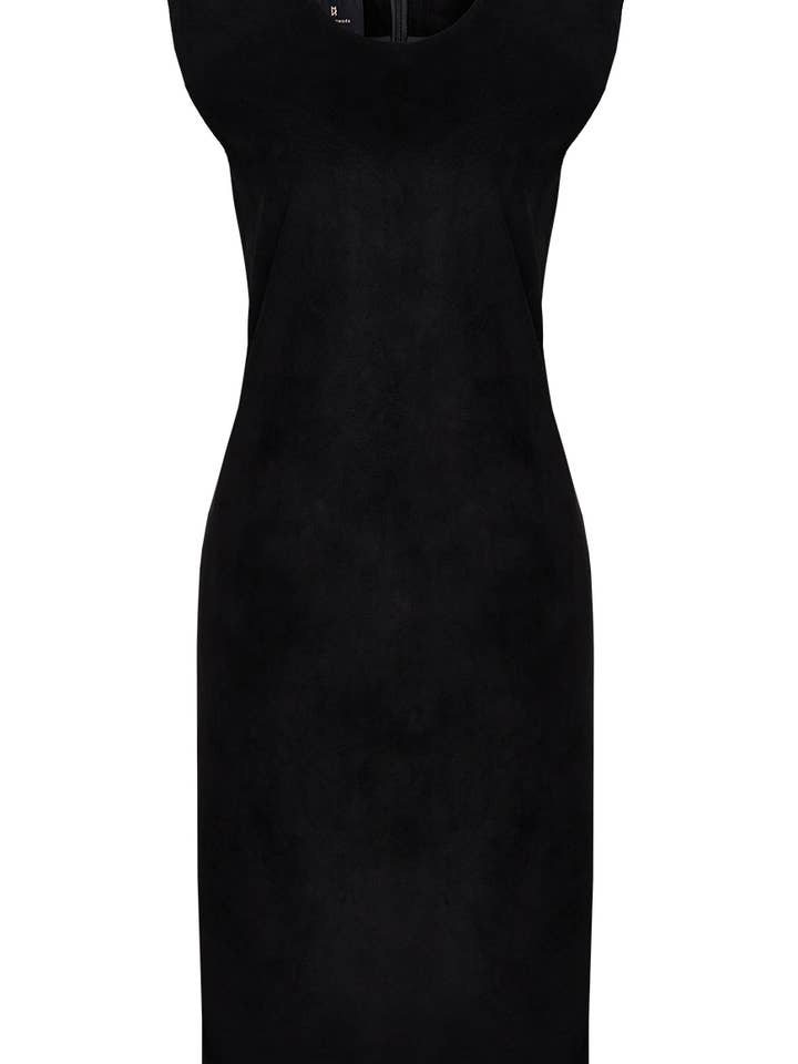 Vestido Noelle midi sin mangas de cuero aterciopelado con bolsillos para venta al por mayor de Maisonnoée