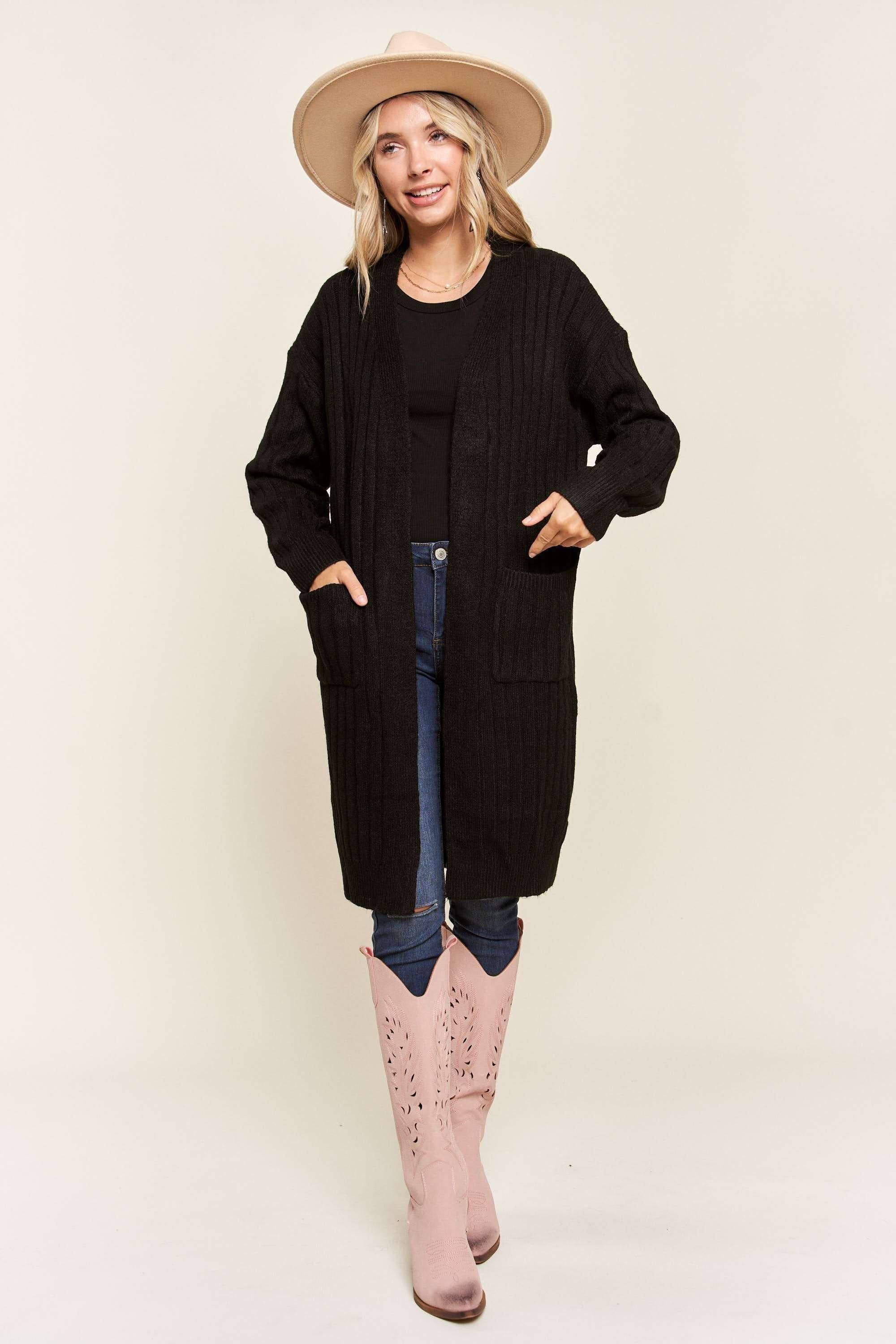 Madelyn - Wholesale Cardigan - Women's - LESW2616-CABLE KNIT OPEN CARDIGAN13