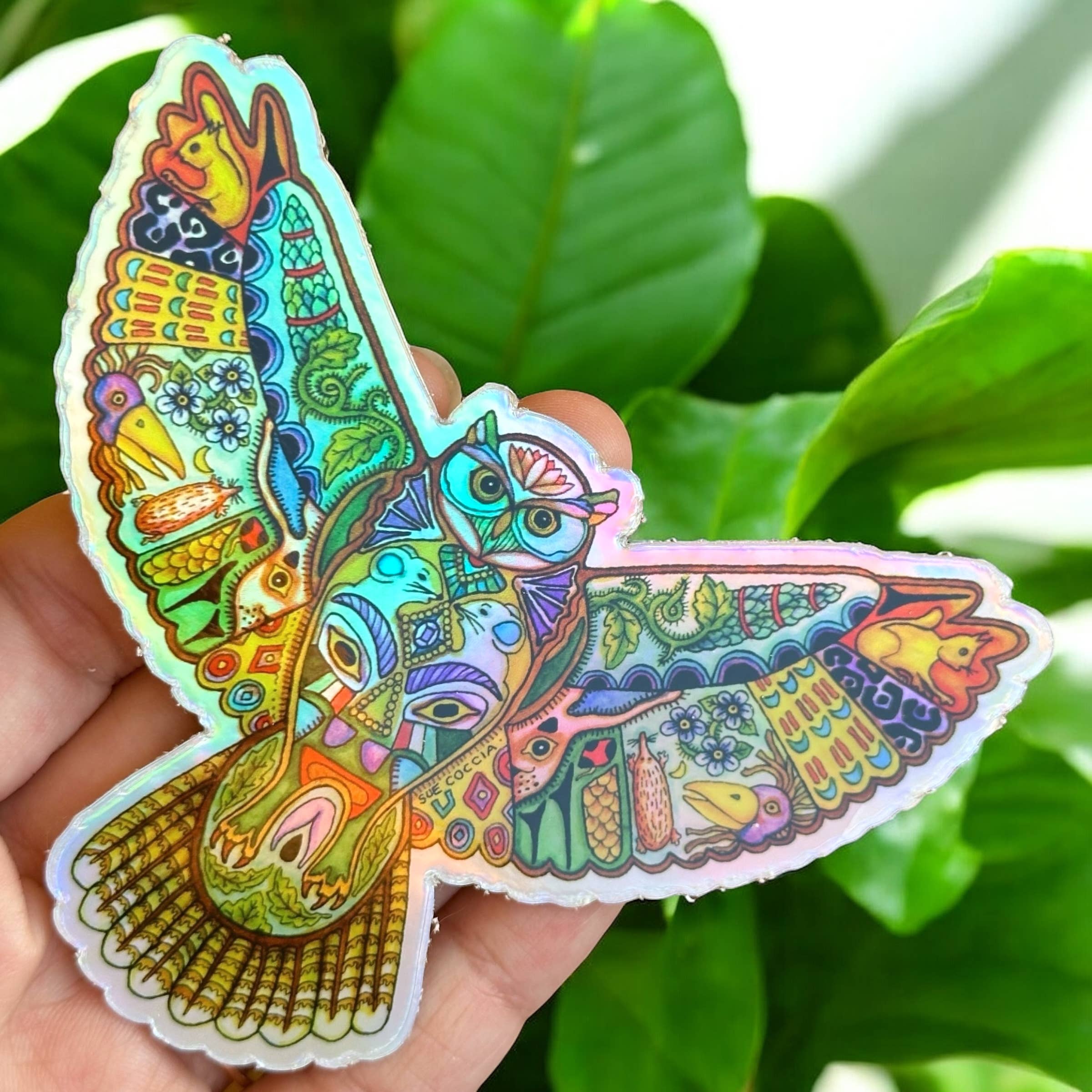 EarthArt International - Vente Autocollant - Autocollant holographique représentant une chouette cornue2