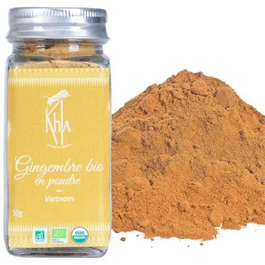 Khla - L'épicerie du Mékong - Wholesale Dried Spice - Ginger - Organic - powder - 50g - Jar2