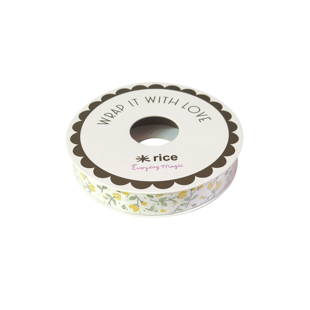 RicebyRice - Wholesale Ribbon - Gift Wrapping - Cotton Ribbon | Off White Flower print0