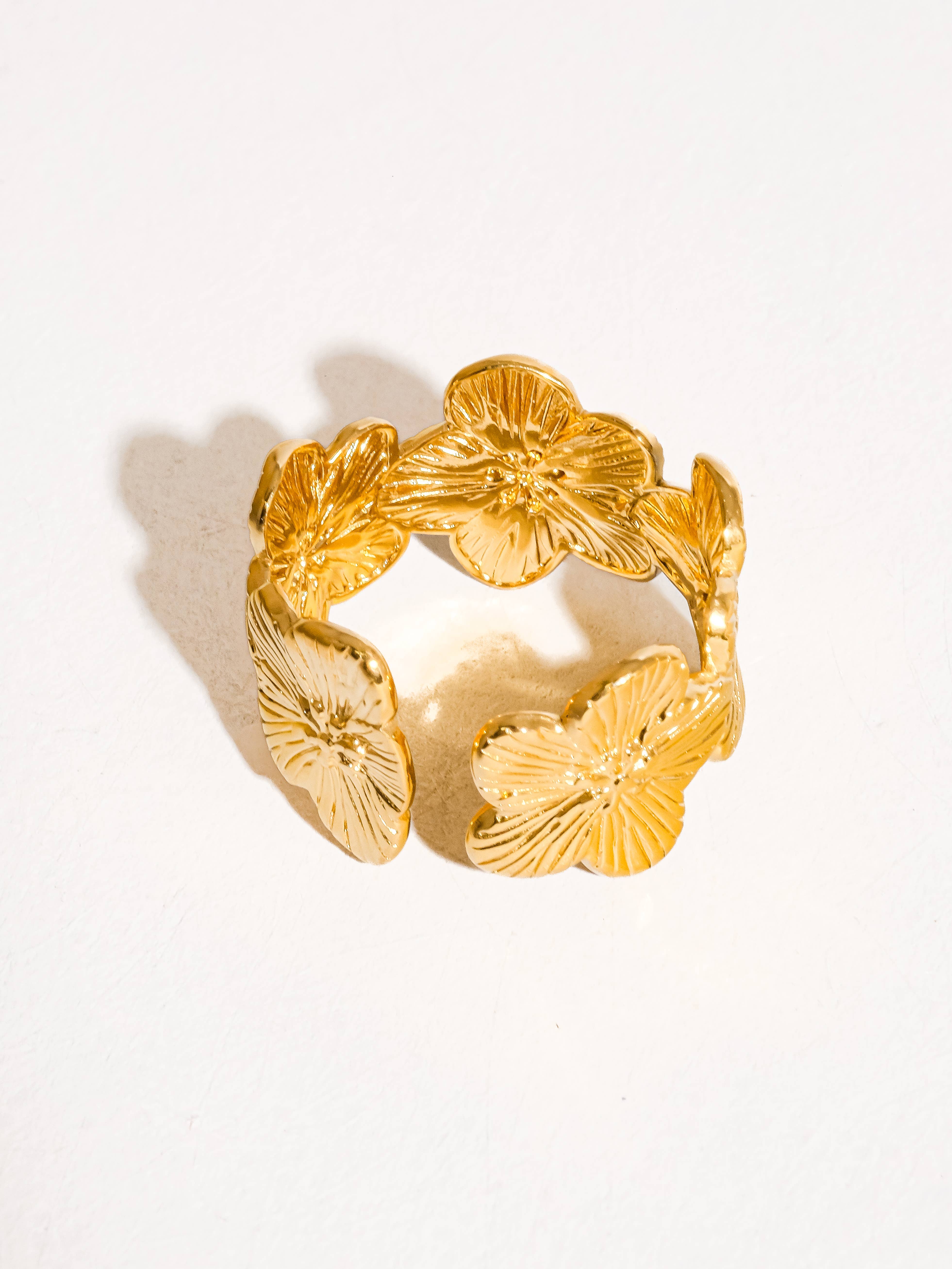 Josée 18K Gold Non-Tarnish Flower Ring for wholesale on Faire3