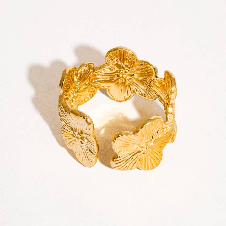 Josée 18K Gold Non-Tarnish Flower Ring for wholesale on Faire3