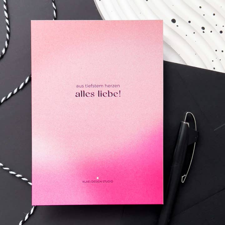 GRUßKARTE Aus tiefstem Herzen alles Liebe! für den Großhandel von KLAEI DESIGN STUDIO