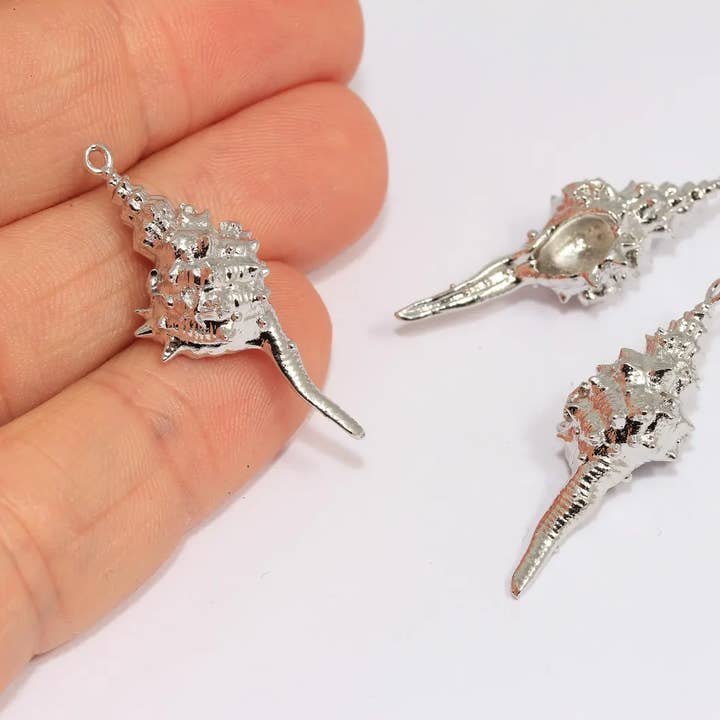 12x30mm Rhodiumbelagte Muslingedråbevedhæng, XP438 for engroshandel hos QueenJewelryM