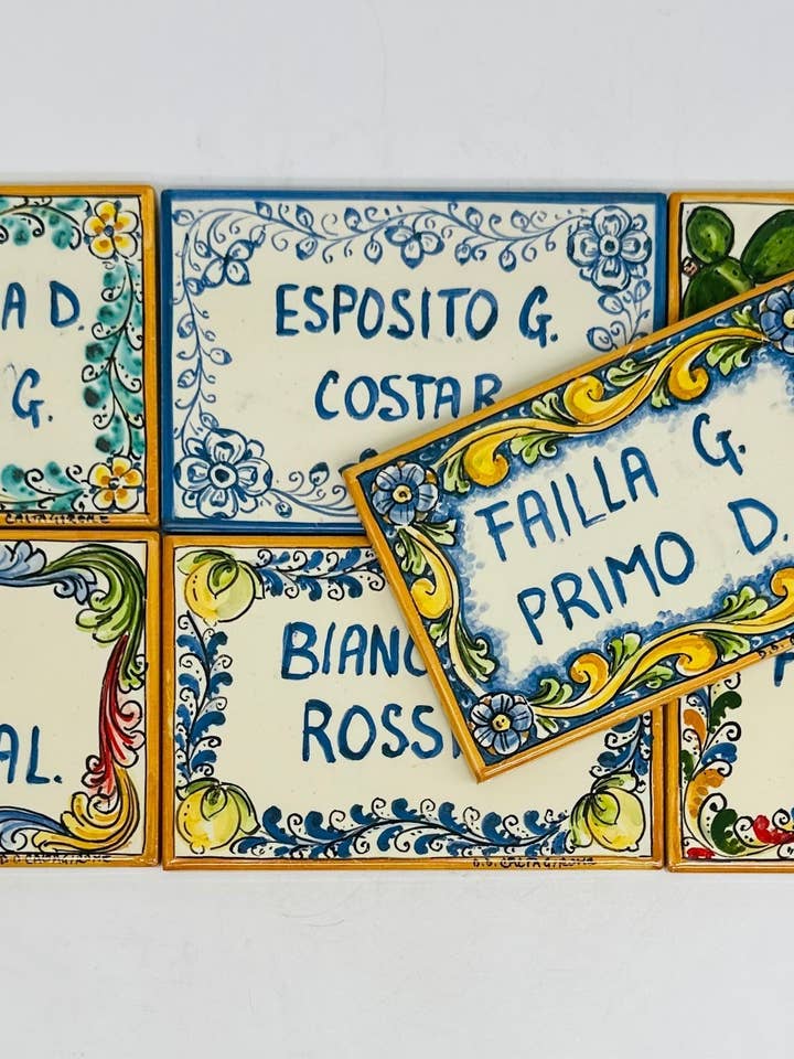 Family Plaque Handmade Ceramic Tile Caltagirone VARIOUS SIZES for wholesale by DD Ceramiche Siciliane