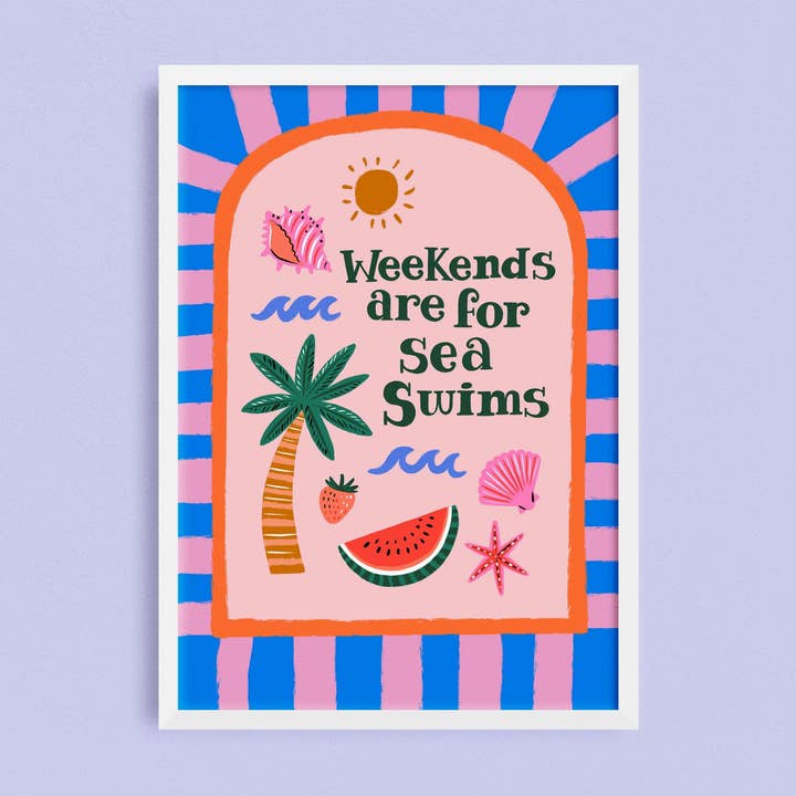 Weekends are for Sea Swims Print for wholesale by Lauren Radley