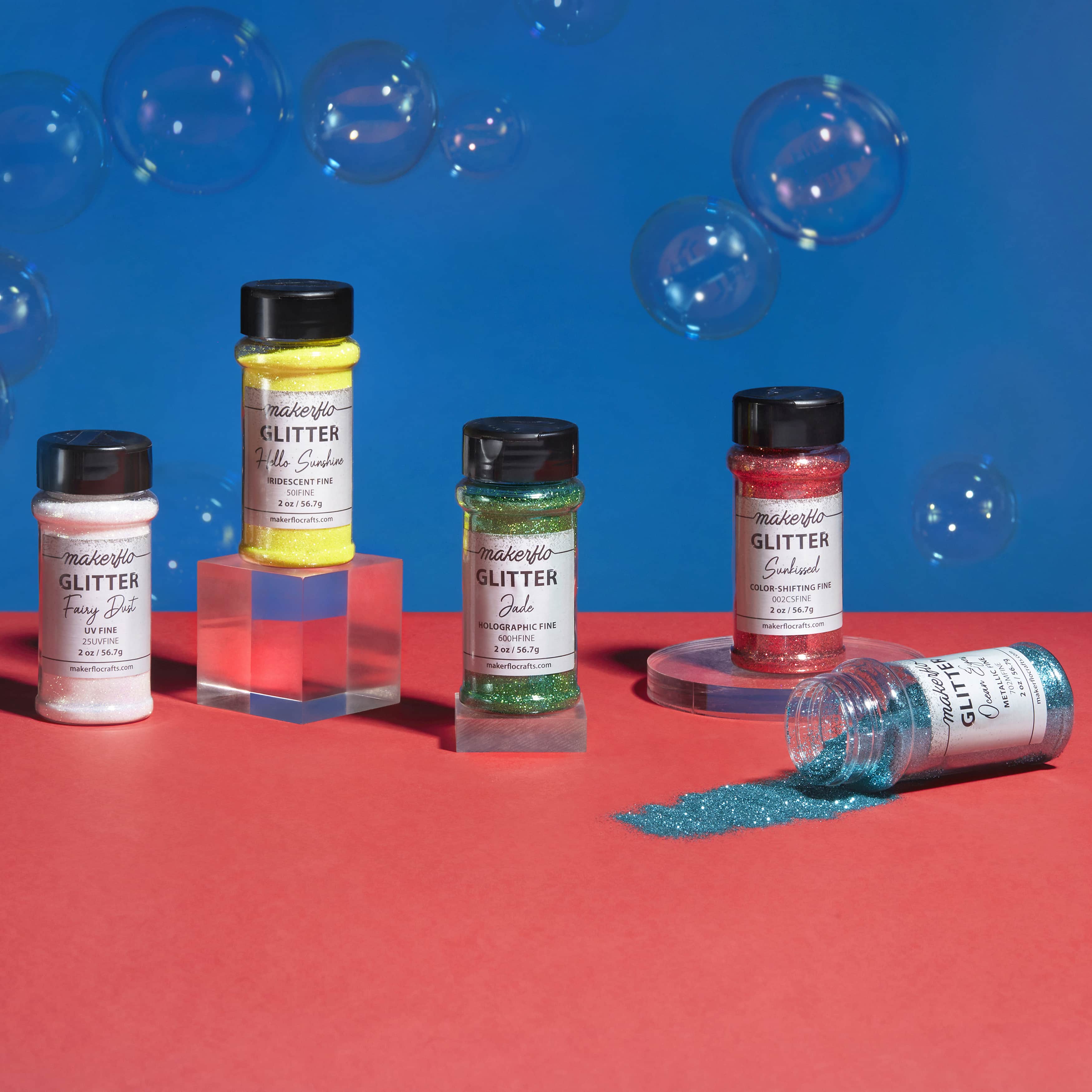 MakerFlo - Wholesale Glitter - Fine Glitter Variety Pack (Set of 55)5