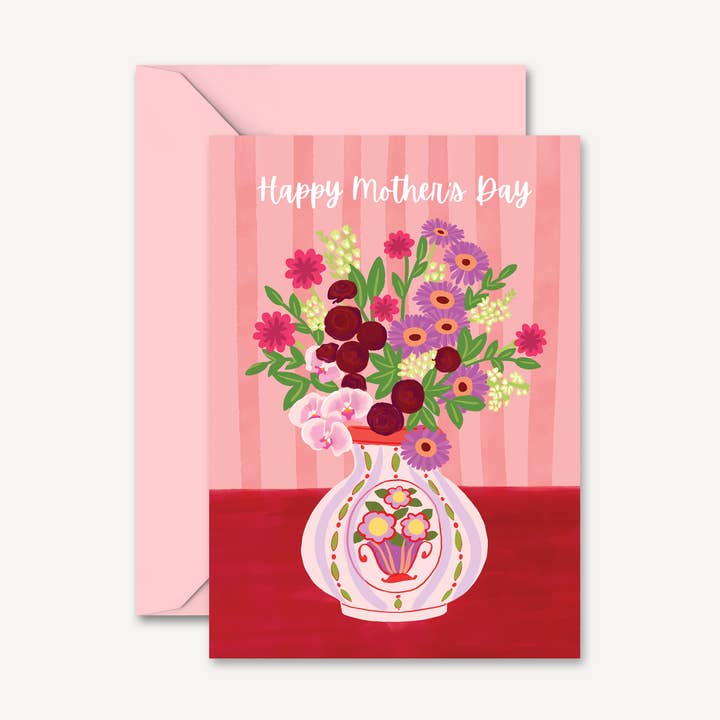 Vase Mors Dags Kort | Mors Dags Blomsterkunst Kort for engroshandel hos Natalie Lea Owen – Handmade Jewellery & Greeting Cards