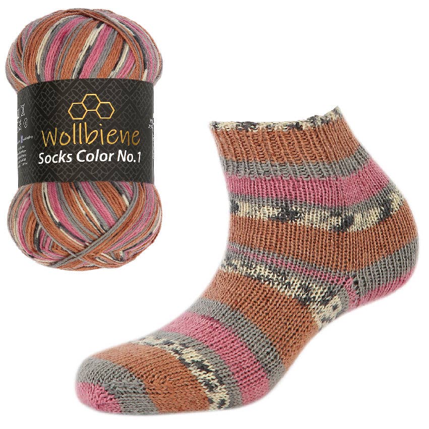 Wollbiene - Venta al por mayor Hilos - Hilo para calcetines Wool Bee Socks Color, 100 g, grosor 4 hebras1