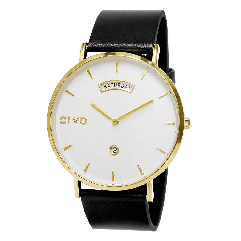 Arvo – Engroshandel Armbåndsur - Unisex – Arvo Awristacrat Watch - Guld - Sort Læderrem1